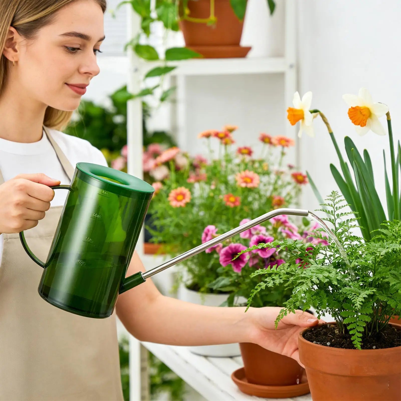 Watering Can Indoor 1L Clear Plastic Long Spout Potted Plant Water Pitcher Spray Bottle Balcony Garden Flower Succulents Tool