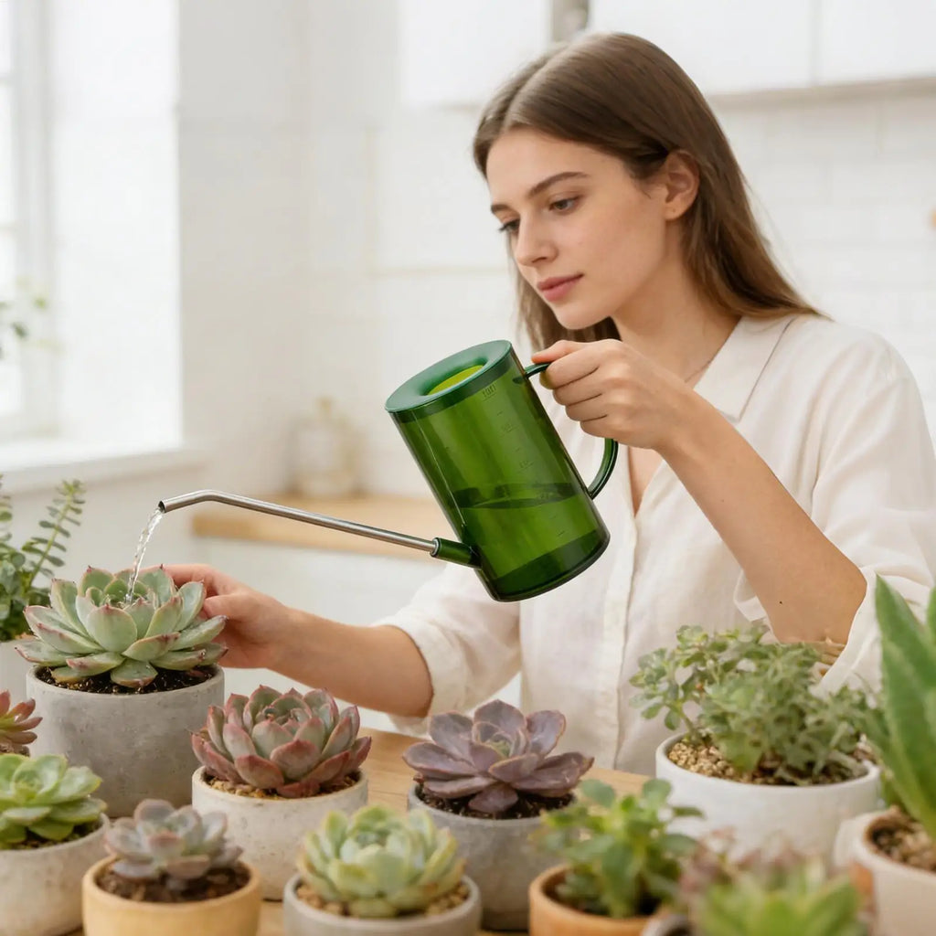 Watering Can Indoor 1L Clear Plastic Long Spout Potted Plant Water Pitcher Spray Bottle Balcony Garden Flower Succulents Tool