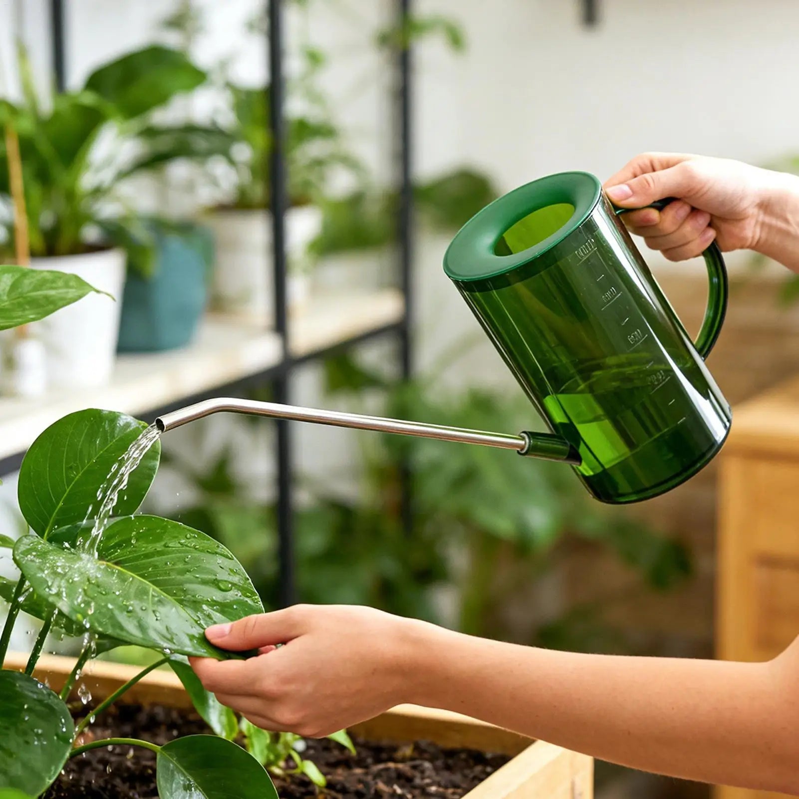 Watering Can Indoor 1L Clear Plastic Long Spout Potted Plant Water Pitcher Spray Bottle Balcony Garden Flower Succulents Tool