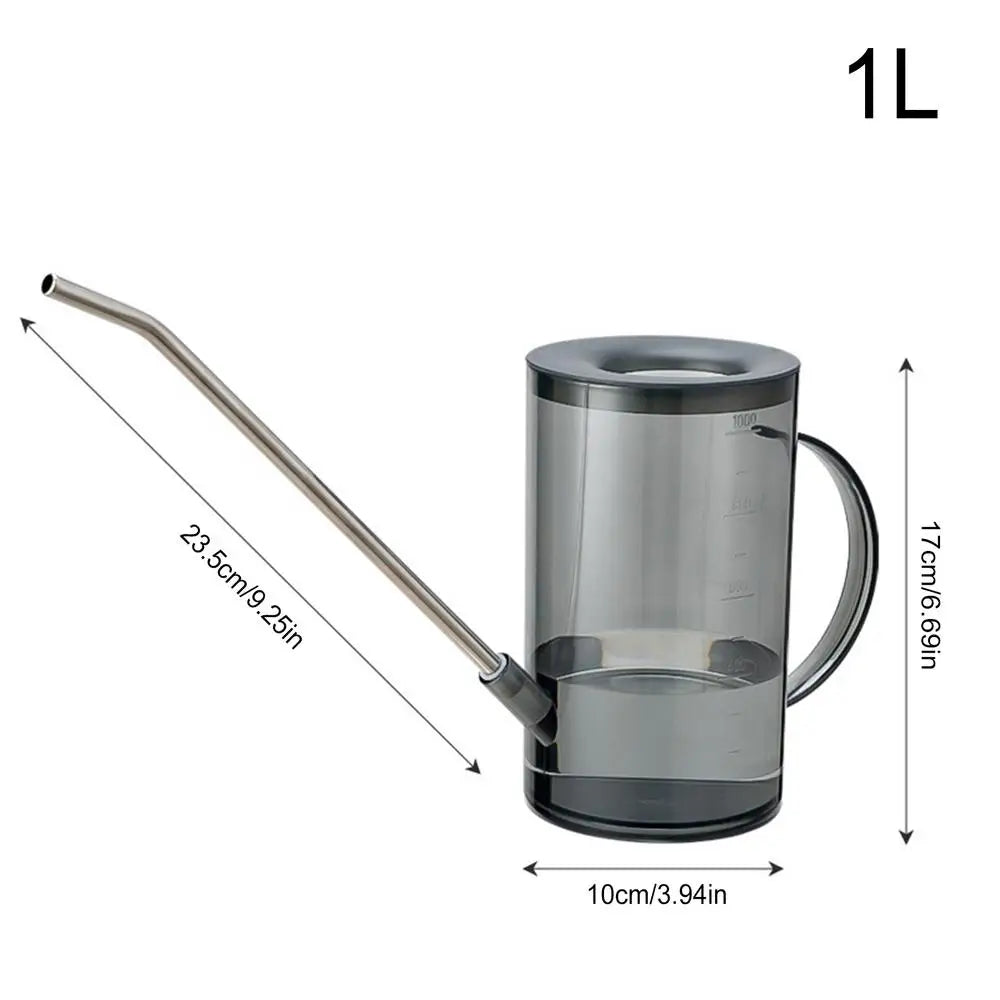 Watering Can Indoor 1L Clear Plastic Long Spout Potted Plant Water Pitcher Spray Bottle Balcony Garden Flower Succulents Tool