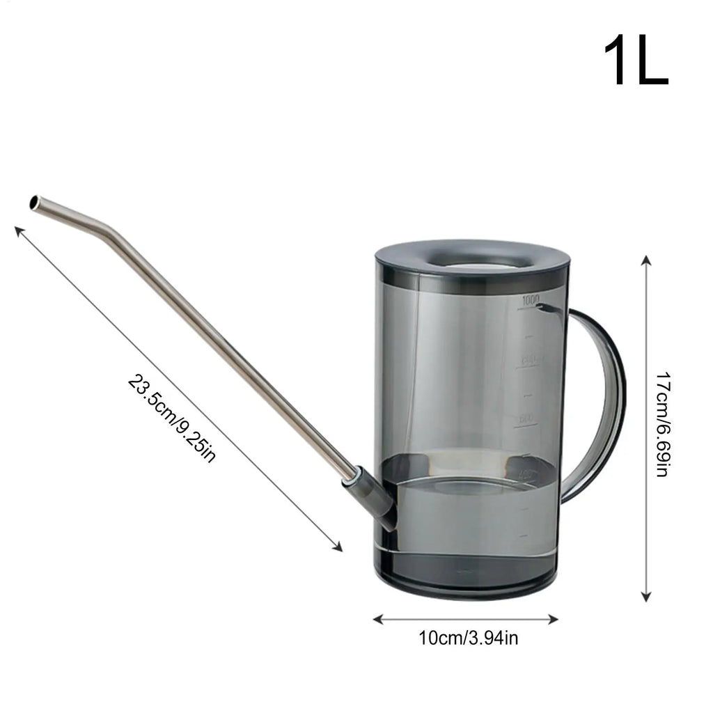 Watering Can Indoor 1L Clear Plastic Long Spout Potted Plant Water Pitcher Spray Bottle Balcony Garden Flower Succulents Tool