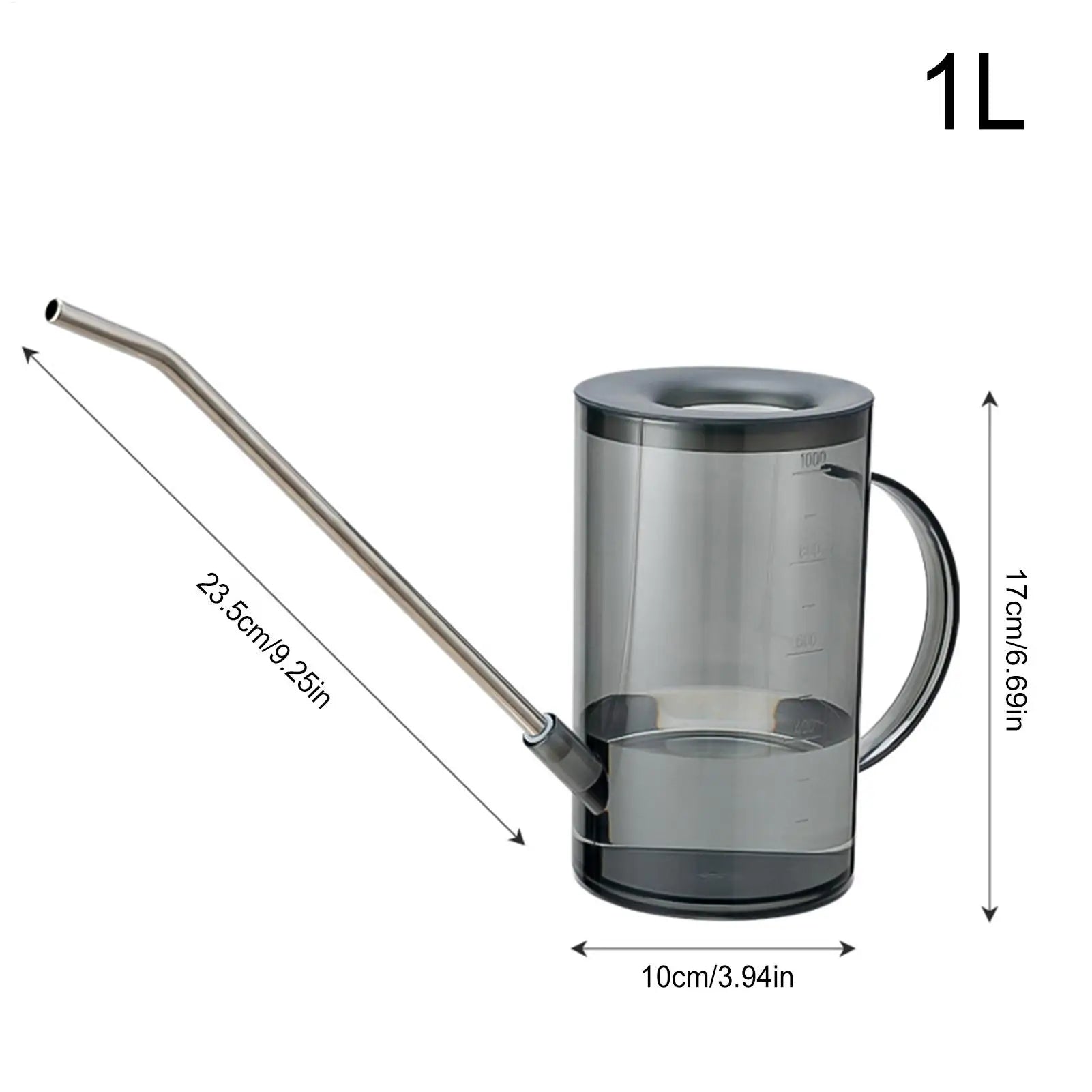 Watering Can Indoor 1L Clear Plastic Long Spout Potted Plant Water Pitcher Spray Bottle Balcony Garden Flower Succulents Tool