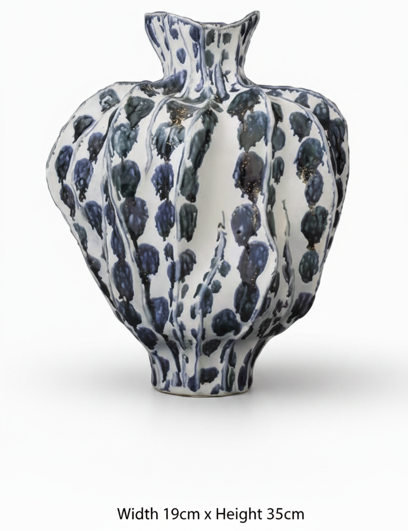 Blue Spot Vase – Width 19cm x Height 35cm
