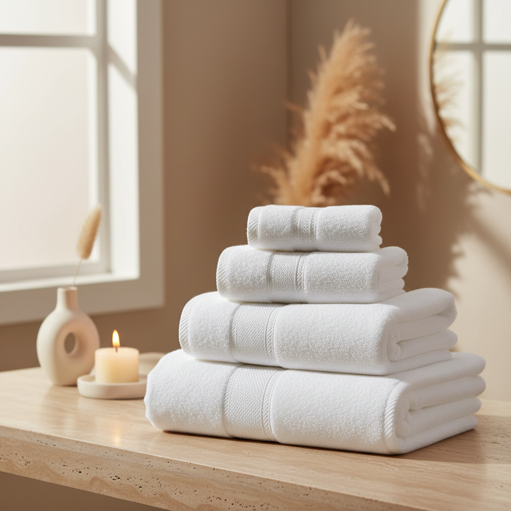 Hero — stacked towels natural bathroom